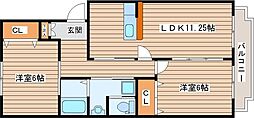 プログレール落合壱番館 2LDKの間取図画像