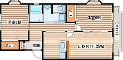プログレール落合壱番館 2LDKの間取図画像