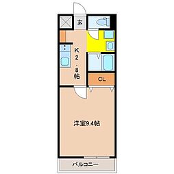 WillDo千草 1Kの間取図画像