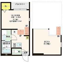 ハーモニーテラス岩切4 1Kの間取図画像