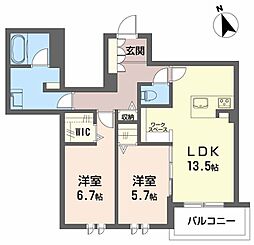 シャーメゾン加納青藤 2LDKの間取図画像