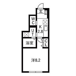 ラフィーネ 1Kの間取図画像