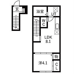 ラフィーネ 1LDKの間取図画像