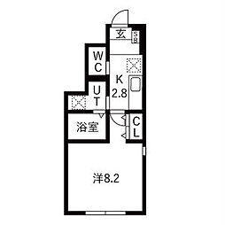 ラフィーネ 1Kの間取図画像