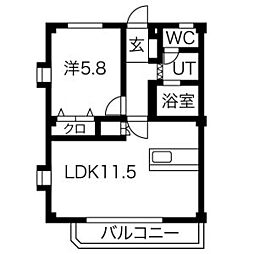 コーキア 1LDKの間取図画像