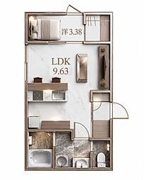 三条市東裏館1丁目アパート 1LDKの間取図画像