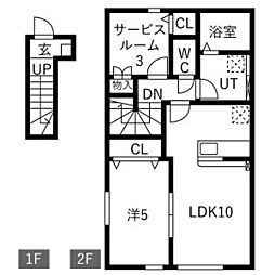 Seresta金ヶ崎 B棟 1SLDKの間取図画像