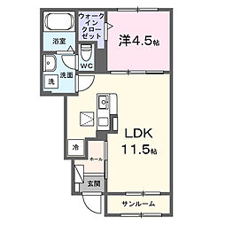 fleurフルール 1LDKの間取図画像