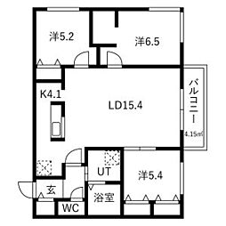 札幌市中央区南二十六条西9丁目マンション 3LDKの間取図画像
