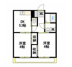 メープルハイツA 2DKの間取図画像