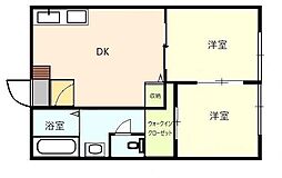 サンティール1番館 2DKの間取図画像