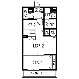 (仮)北区道場町マンション 1LDKの間取図画像