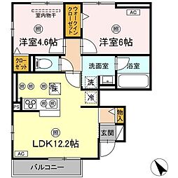 ラ・グランシューズ 2LDKの間取図画像