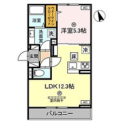 BlancFort北条宮の町 1LDKの間取図画像