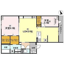 D's北条宮の町 2LDKの間取図画像