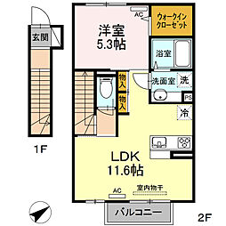 グレイスヴィラ南浜A 1LDKの間取図画像