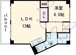 モイスト健軍 1LDKの間取図画像