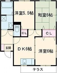 ロイヤルヒルズM 3DKの間取図画像