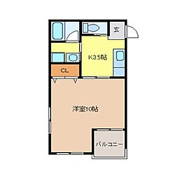 トレジャーハウス 1Kの間取図画像