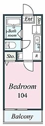 PALETTE笹野台 1Kの間取図画像
