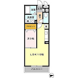 東武伊勢崎線 春日部駅 徒歩15分の賃貸アパート 2階1LDKの間取り
