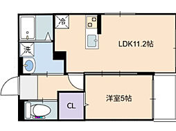 倉敷中島新築アパート(A棟) 1LDKの間取図画像