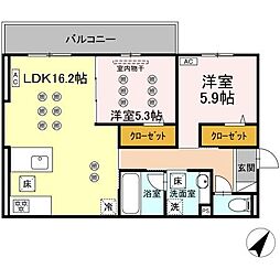 メゾンシュシュ 2LDKの間取図画像