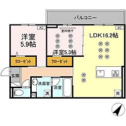 メゾンシュシュ 2LDKの間取図画像