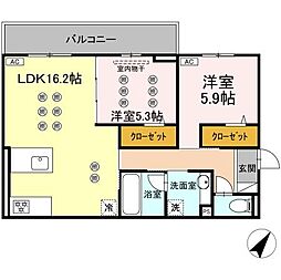 メゾンシュシュ 2LDKの間取図画像