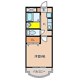 アメニティー谷口 1Kの間取図画像