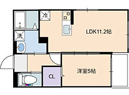 倉敷中島新築アパート(A棟) 1LDKの間取図画像