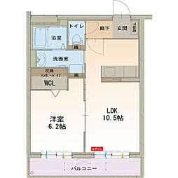 ハートフルラ・フォンテ 1LDKの間取図画像