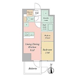 セレニテ東梅田アリエ 1LDKの間取図画像