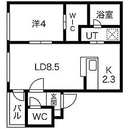 CROSSTIA南円山 1LDKの間取図画像