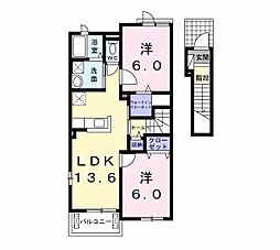 ボヌール・ロジュマン 2LDKの間取図画像