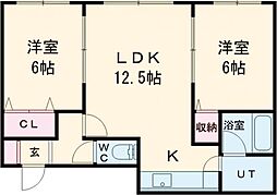 ピュアフィールド 4階2LDKの間取り