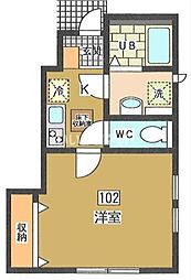 パルフォレスト 1階1Kの間取り