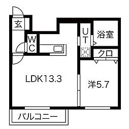 Class.N(クラス・エヌ) 3階1LDKの間取り