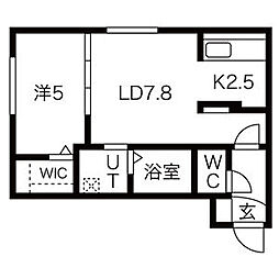 BREEZE南11条 2階1LDKの間取り