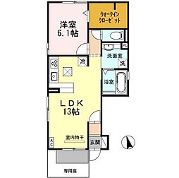 ルピナス本山 1階1LDKの間取り