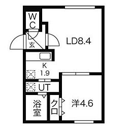 アステール 4階1LDKの間取り
