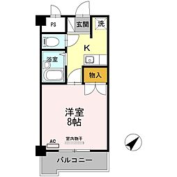 マンション　杏明館 3階1Kの間取り