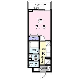 フォーシーズン蓮根 1階1Kの間取り