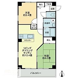 フォブールタウン成合Ｃ 1階2LDKの間取り