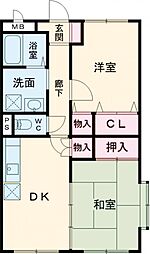 グレーシア緑町B 2DKの間取図画像