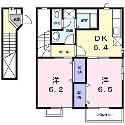 ハイ・フィールド 2DKの間取図画像