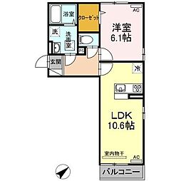 D-roomそら 1LDKの間取図画像