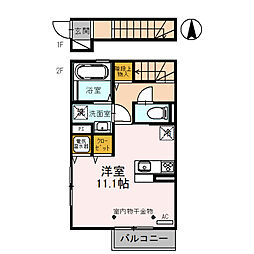 D-room富山 2階ワンルームの間取り