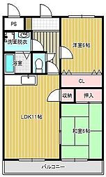 サンセール森 2LDKの間取図画像