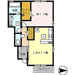 マノワール島田 1階1LDKの間取り